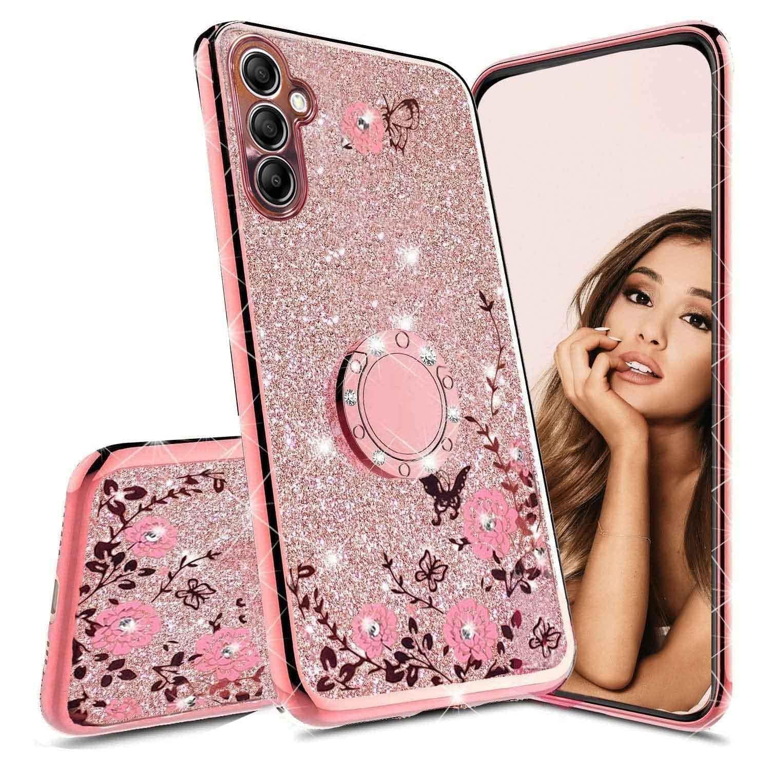 KC Back Cover for Samsung Galaxy A35 5G - Glitter Auora Round Ring Holder Diamond Stand Transparent Silicone Camera Protection Case (Rose Gold) (B0D31VF71Q) Amazon Price History, Amazon Price Tracker