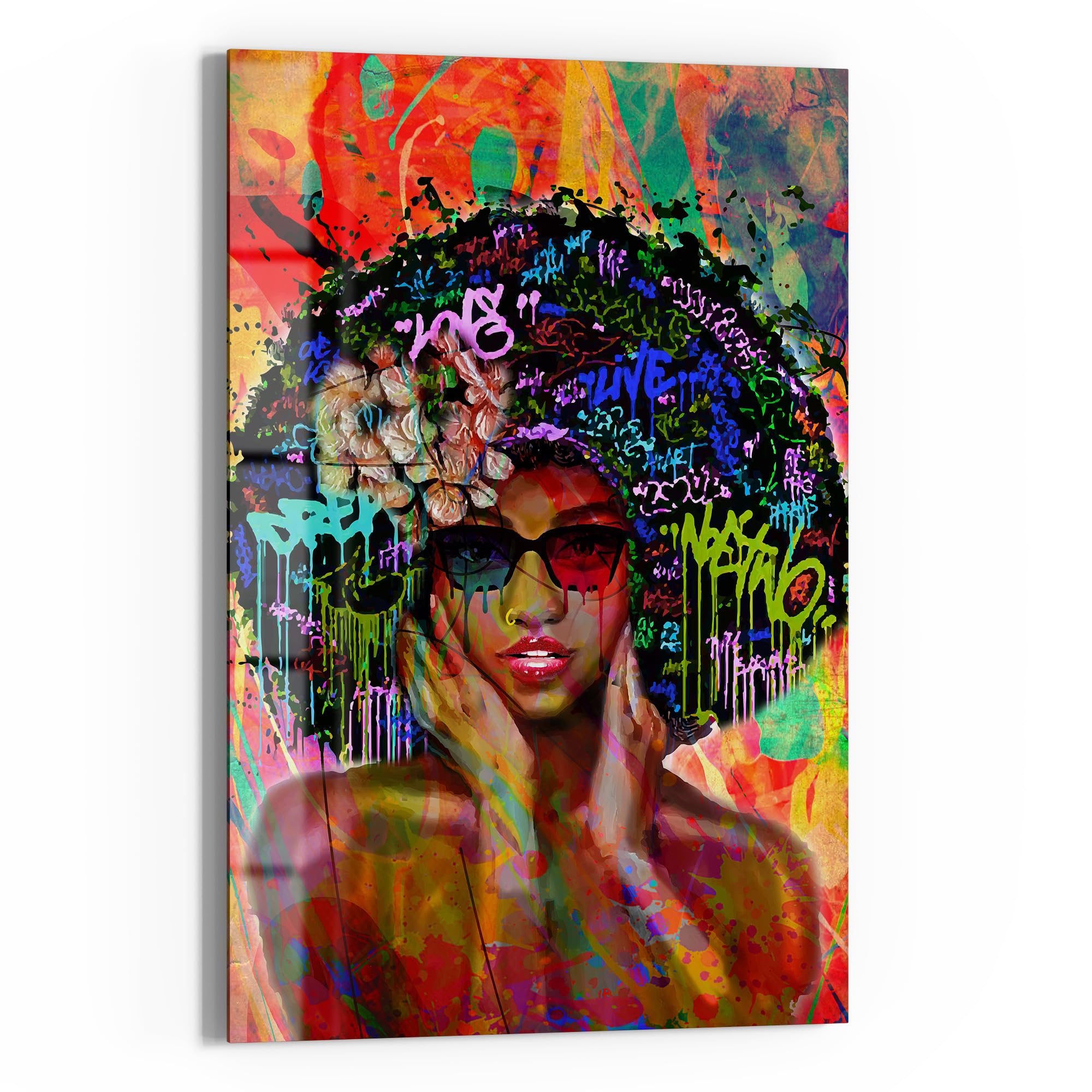 DEQOART Pizarra magnética de cristal, 60 x 90 cm, diseño "Urbaner Schimmer", pizarra magnética de cristal, incluye imanes, bolígrafo y paño para cocina y oficina, pizarra magnética y se puede escribir