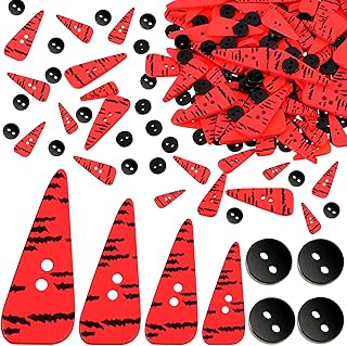 200 Pieces Mixed Color Christmas Buttons Orange Carrot Buttons Black Round Buttons Wood Carrot Buttons Resin Xmas Buttons for Christmas Decoration Supplies