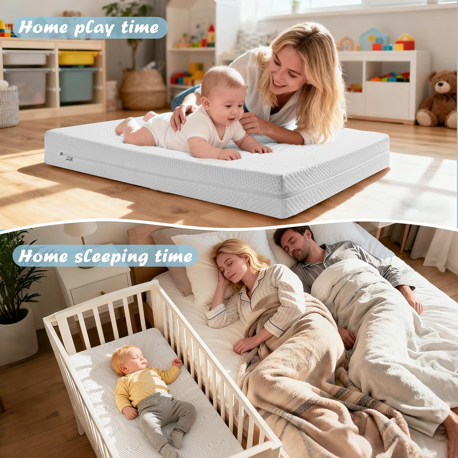 Crib Mattress, Dual Sided Memory Foam Baby Toddler Bed Mattress, 52" x 27.6" x 5.5" Mattresses for Baby Toddler, Fits Standard Cribs&Toddler Beds