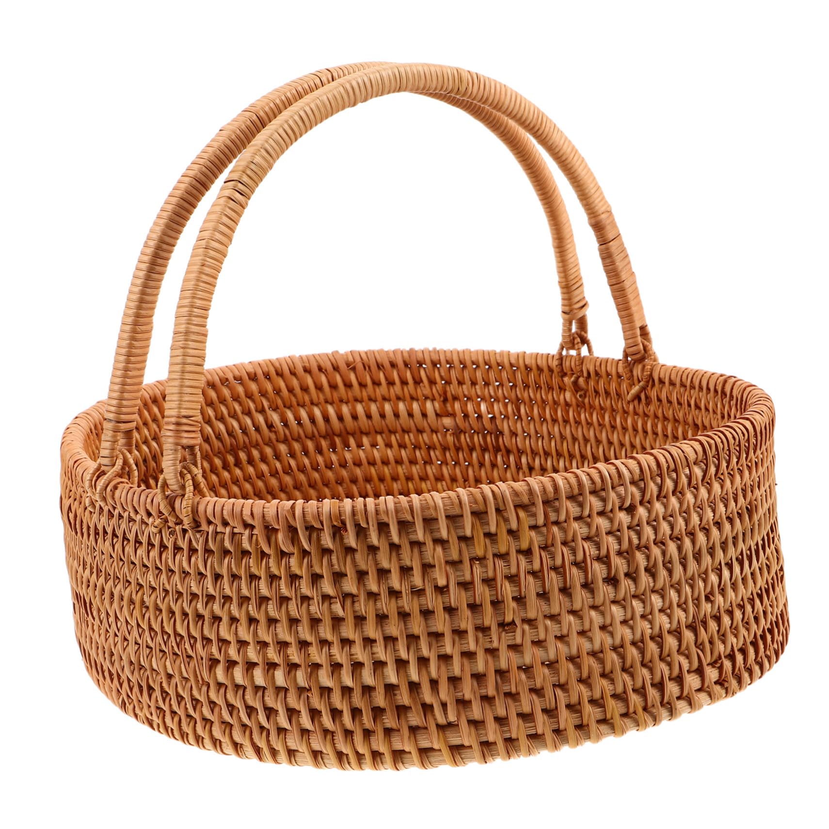 Kisangel Cesta De Mimbre para Frutas Tejida Mano Cesta De Almacenamiento De Ratán con Asa para Decoración del Hogar Picnic Jardín o Servir Verduras