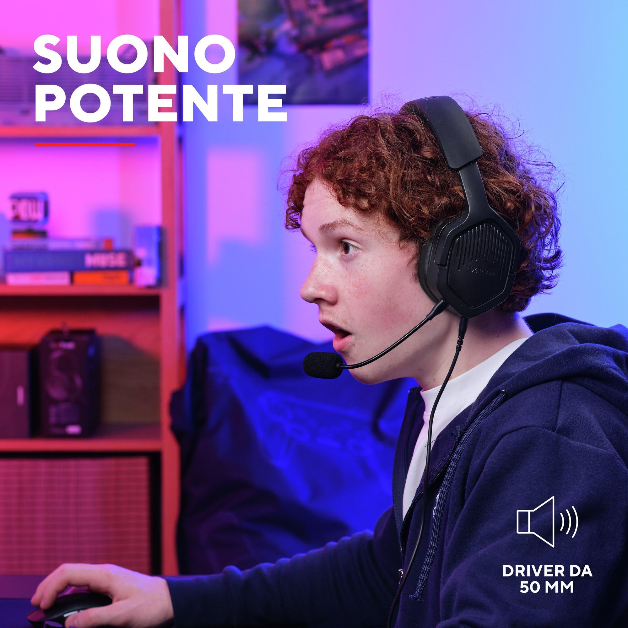 GXTrust 1492 Ravox Cuffie Gaming per PS5 PS4 Switch PC Xbox Mobile, Jack 3.5 mm, Driver da 50 mm, Archetto Imbottito, Cuffie Over Ear con Filo e Microfono Removibile, Nero