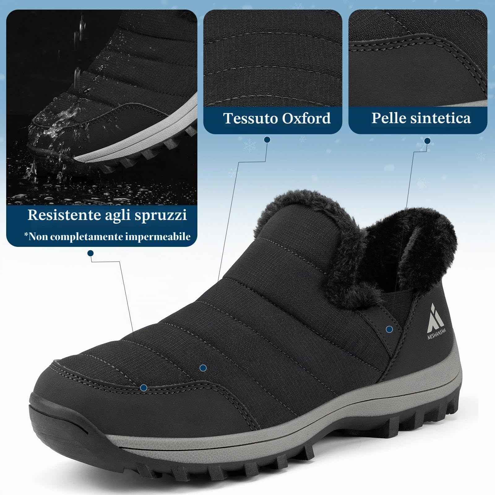 Mishansha Scarpe Invernali da Donna Foderate Antiscivolo Stivali da Neve, Taglie 36-42