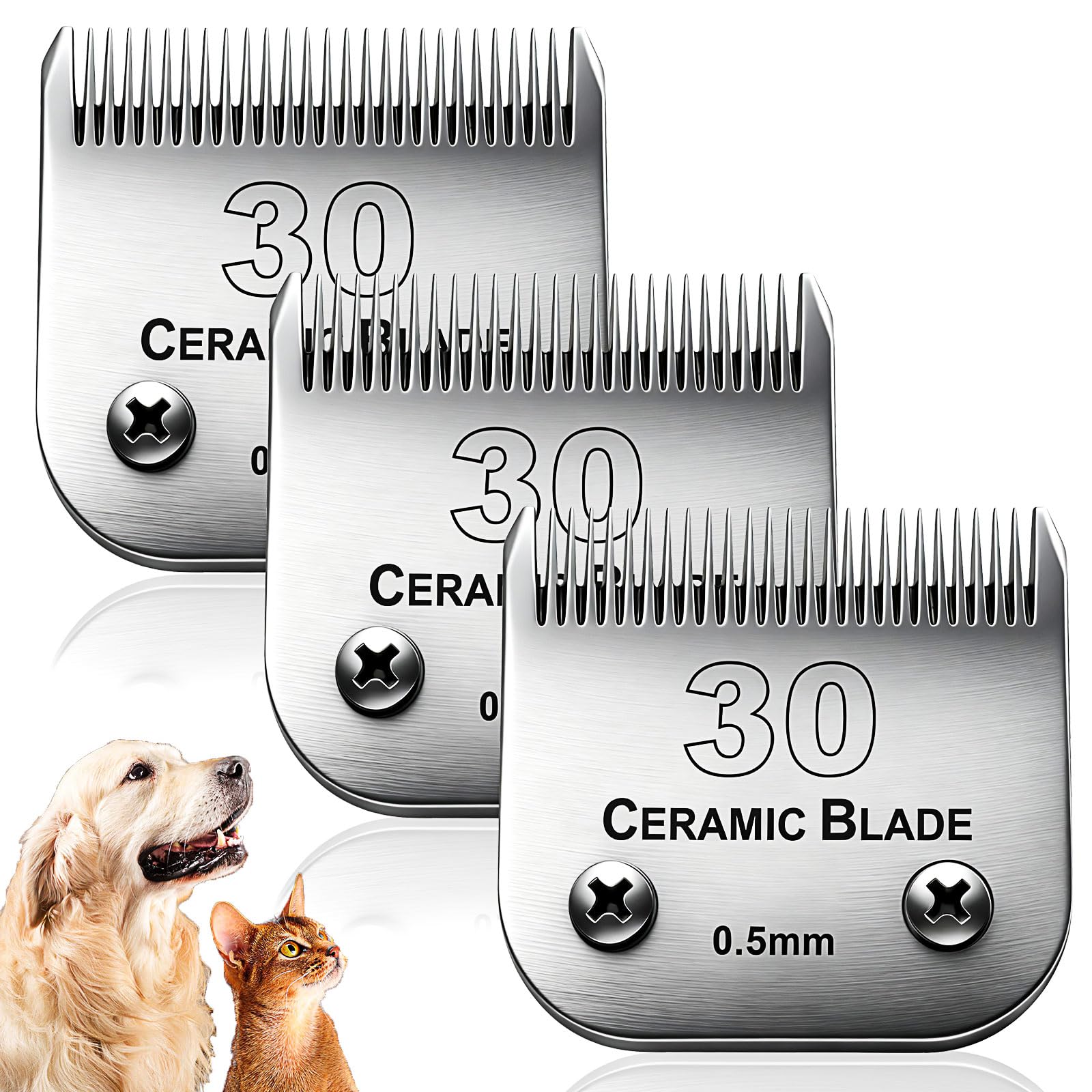 Professional Dog Grooming Replacement Blades Compatible with Andis, Oster and Wahl Clippers (30/3PCS)