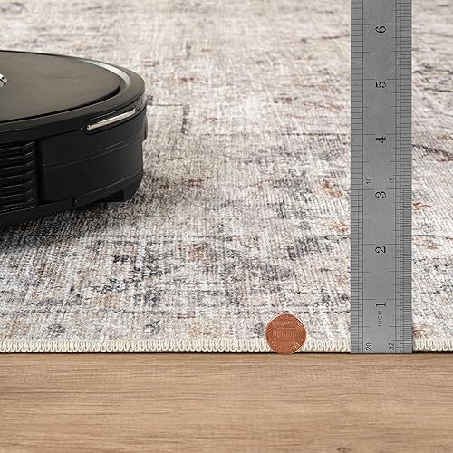 Miniatura 9 de Bloom Rugs - Alfombra caminera Caria lavable, antideslizante, de 3,05 m, color marfil/gris/caramelo tradicional, para entrada, pasillo, baño