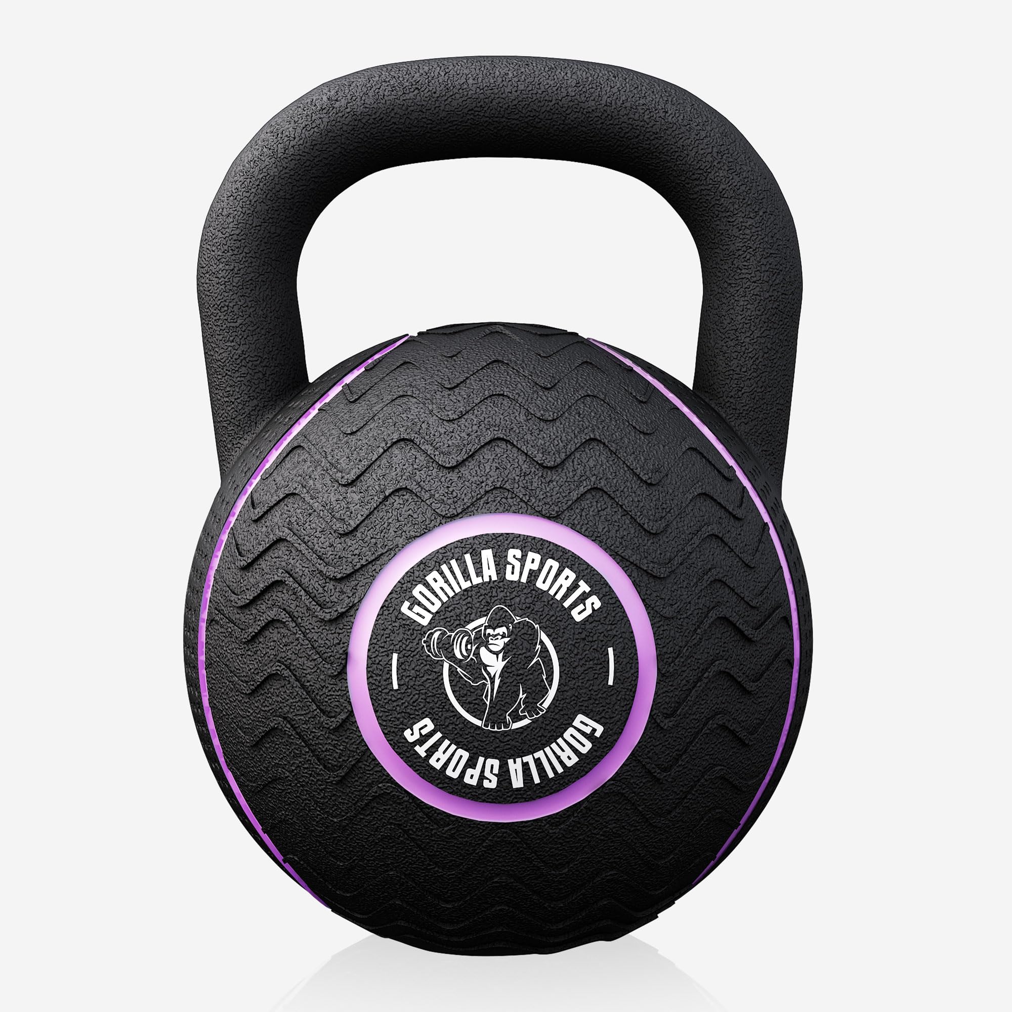 GORILLA SPORTS® Kettlebell Gummi | Eisensandkern & Gummiummantelung | Ergonomischer Griff | 4 kg bis 20 kg | Kraft- und Functional-Training