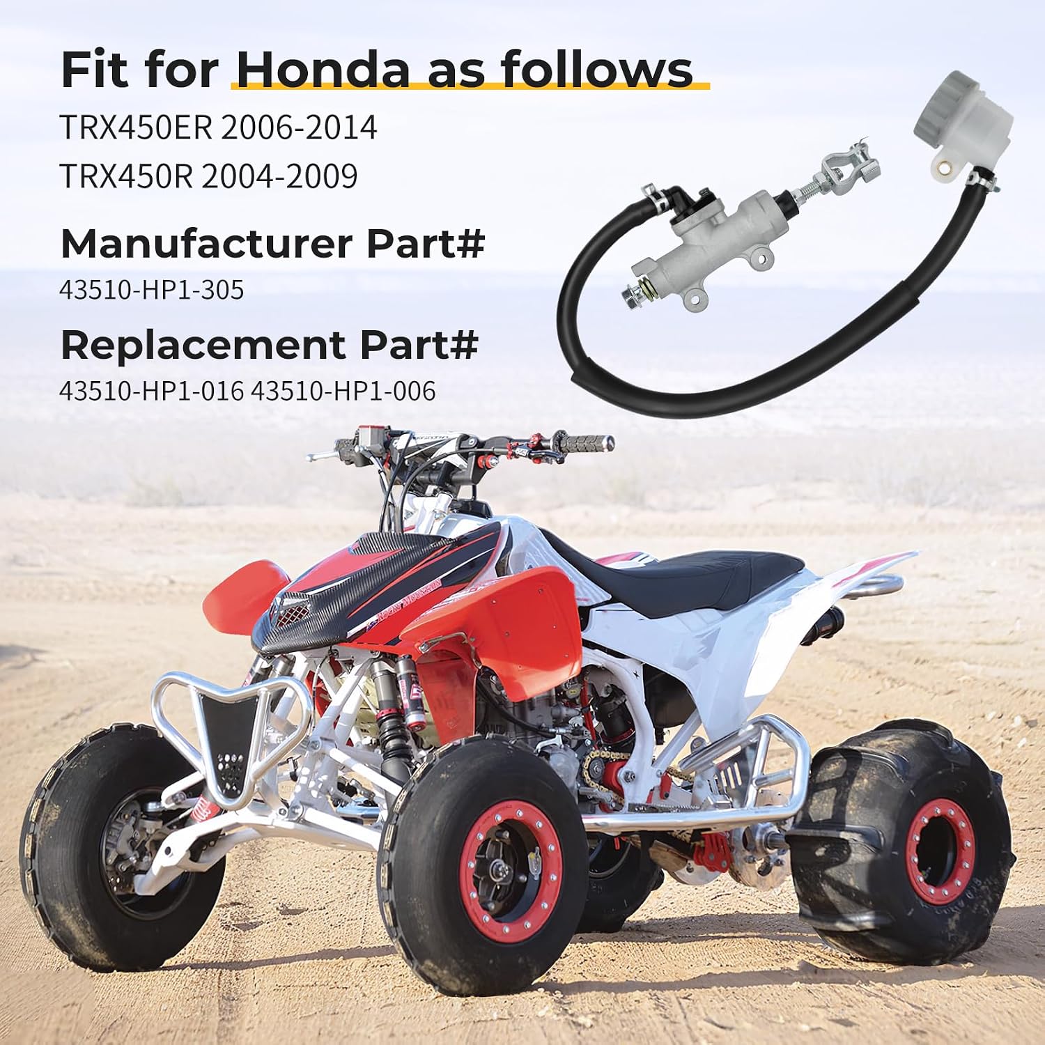 M MATI 43510-HP1-305 Rear Foot Brake Master Cylinder for Honda TRX450ER 2006-2014 TRX450R 2004-2009
