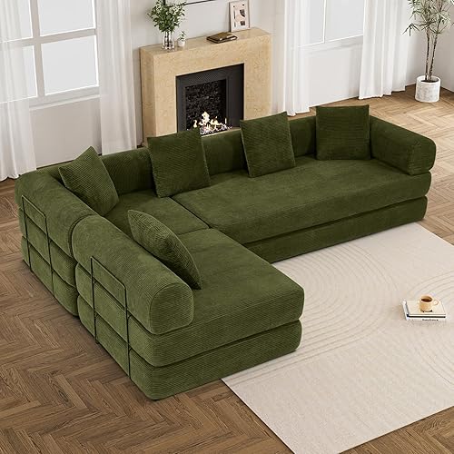 Miniatura 2 de Juego de sofá cama convertible con almohada, colchón plegable de pana 4 en 1, sofá sin hueso con marco de forma fija, sofá cama plegable para sala