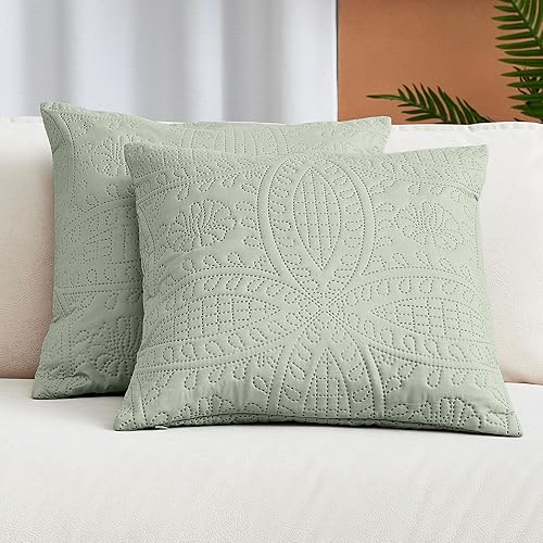 Mellanni Fundas de almohada decorativas de 20 x 20 pulgadas, juego de 2 fundas de almohada suaves, con costuras ultrasónicas, para sofá y almohadas