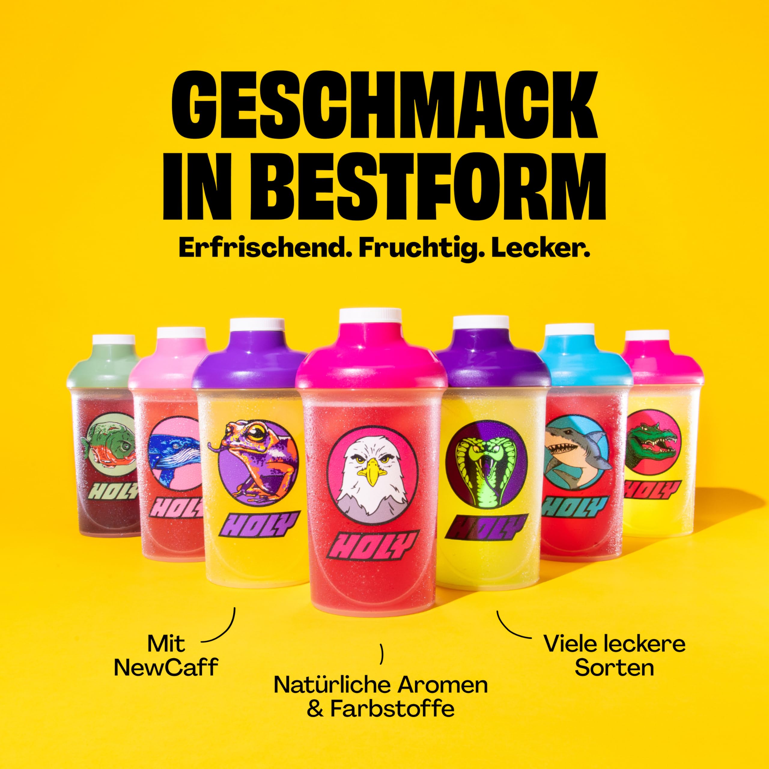 HOLY Energy ‘Raspberry Raptor’ Booster mit Himbeer & Yuzu Geschmack - 50 Portionen mit NewCaff & Grüntee Extrakt - Energydrink in Pulverform - Vegan mit 100% natürlichen Fruchtaromen