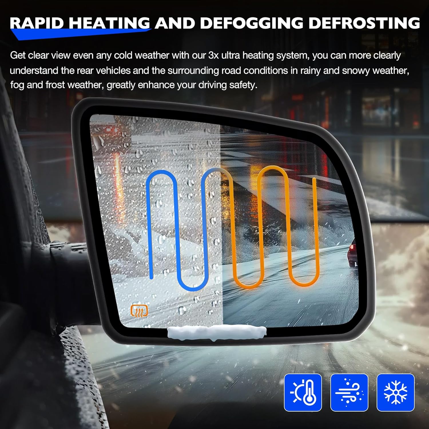 Turn Signal Heated Mirror, Compatible with 08-17 Toyota Sequoia 07-20 Tundra, Replace 87903-0C030 87903-0C031 87903-0C032 Right Passenger Side Heating Mirrors Glass with LED Turn Signal Indicator