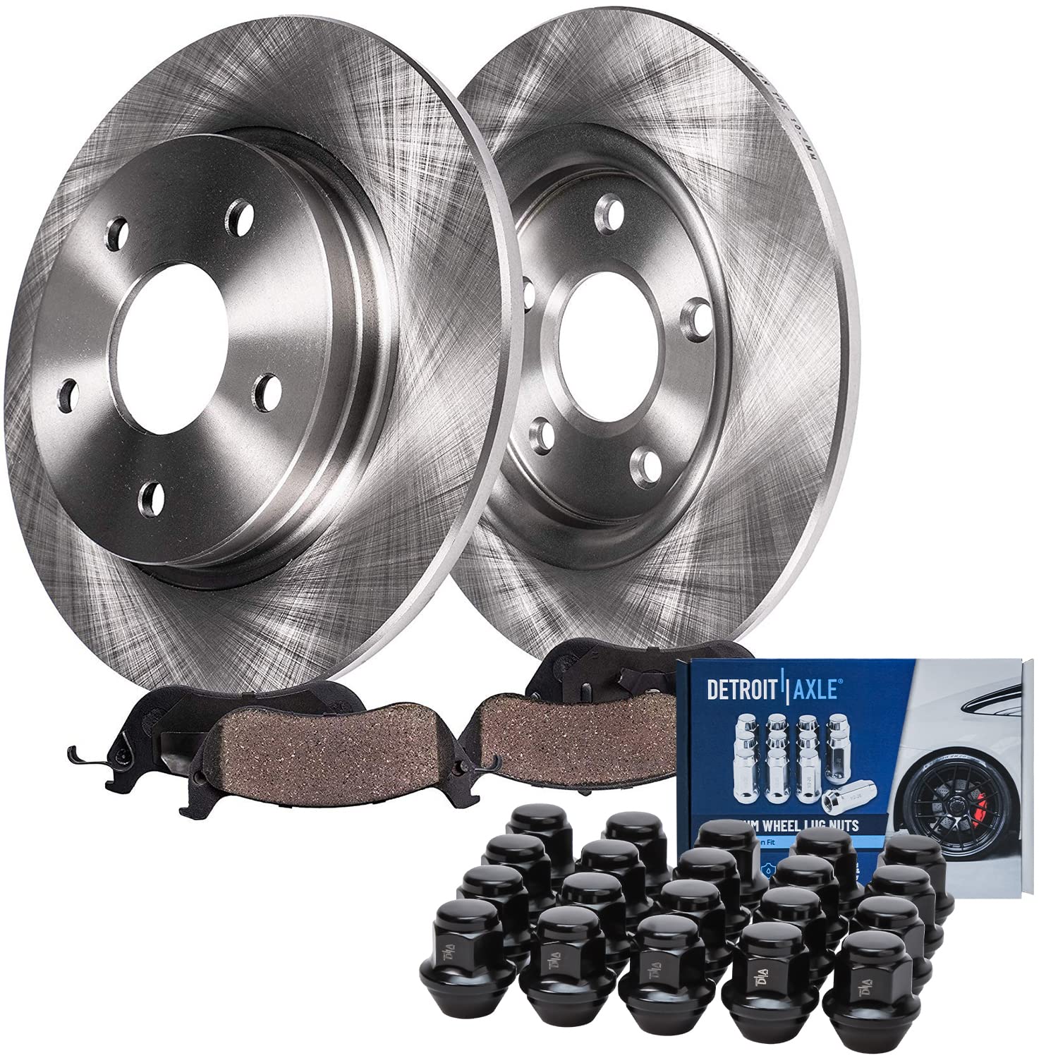 Detroit Axle - Rear Disc Brake Rotors + Ceramic Brake Pads with 20pc Wheel