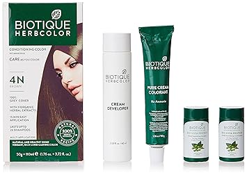 Biotique Bio Herbcolor Conditioning Hair Color, 50g + 110ml - Brown 4N (Pack of 1)