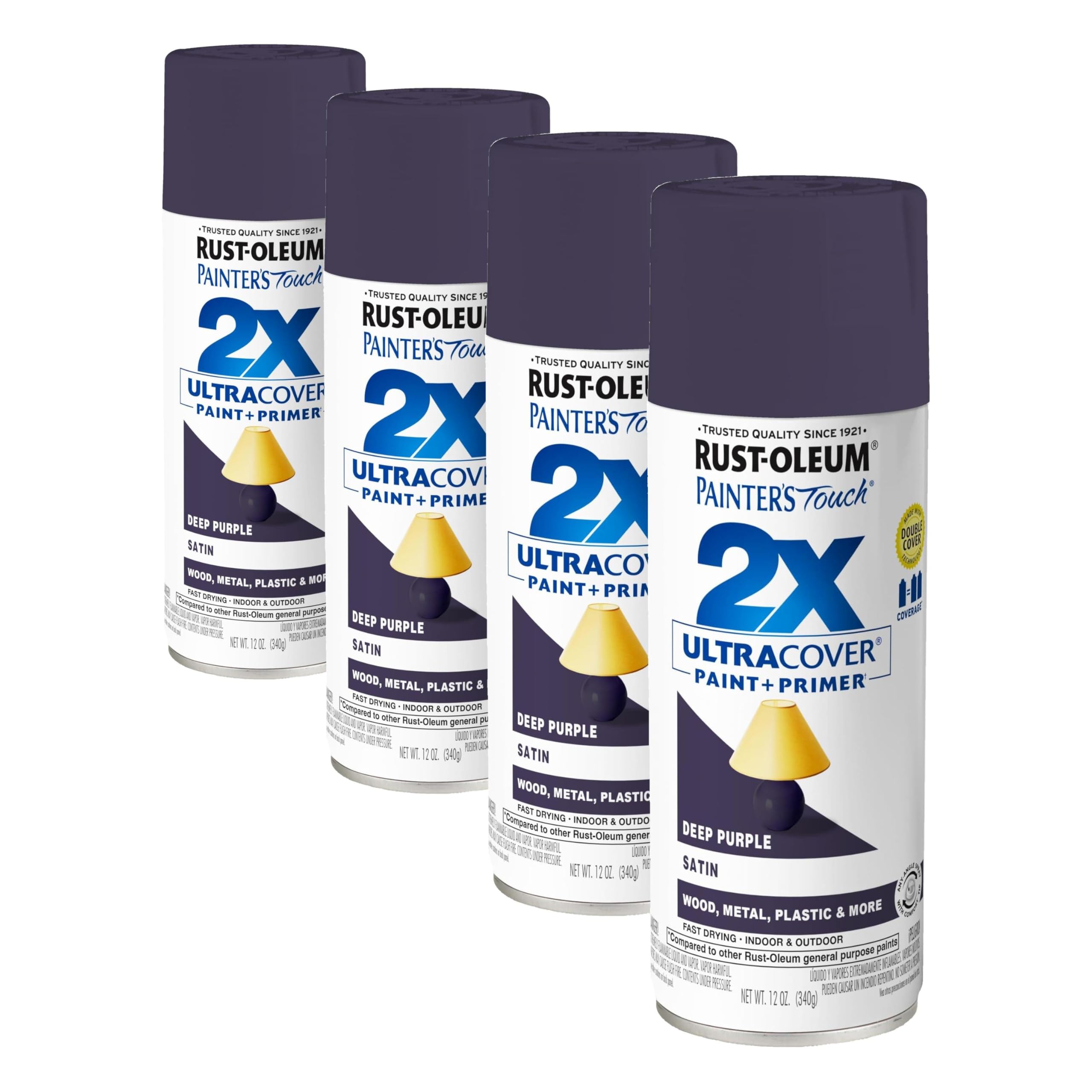 Rust-Oleum 393569 Painter's Touch 2X Ultra Cover Spray Paint, 12 oz, Satin Deep Purple (Pack of 4)