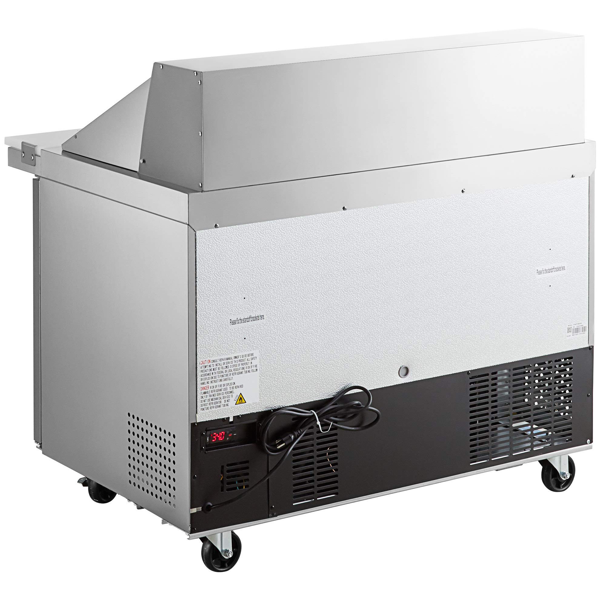 Commercial Grade Mega Top Sandwich/Salad Prep Table | Stainless Steel | 2 Doors | Insulated Lid | Cutting Board Included | (18) 1/6 Size Pans Included | 46.8” x 34” x 45.9” | R-290 Natural Refrigerant