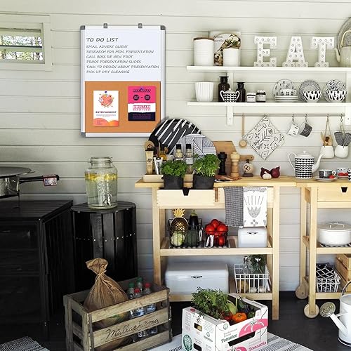 Vista 25 de S SWANCROWN Tablero de fieltro blanco combinado/tablero de cartas/pizarra blanca de borrado en seco para oficina, aula y hogar, negro, 24 x 18