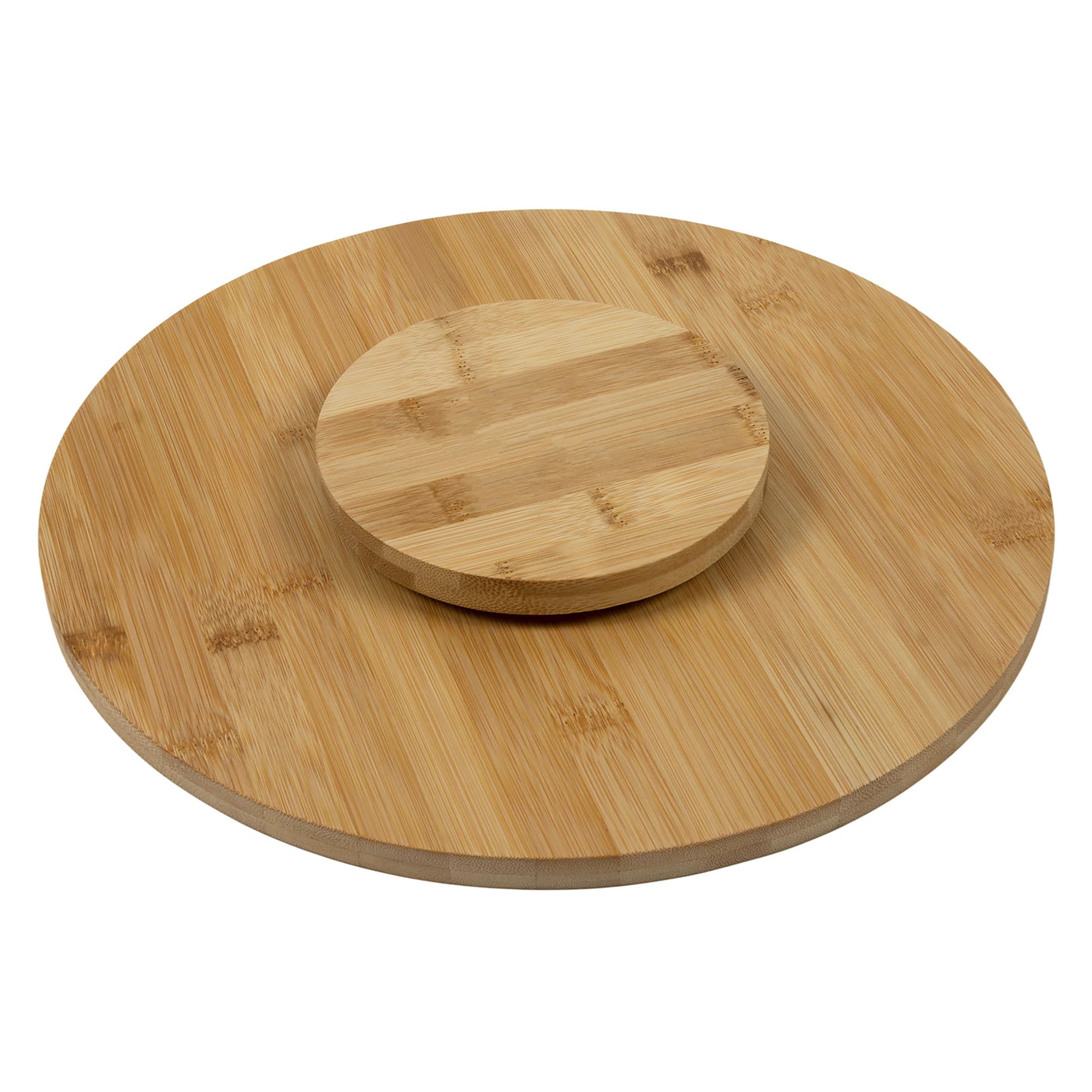 Spetebo Plateau de service rotatif en bambou XXL - 35 cm - Plateau tournant en bois pour fromage, saucisses et collations - Assiette en bois - Plateau de service - Plateau tournant