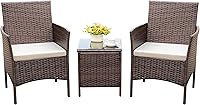 Vista 1 de Rankok Juego de 2 sillas de patio, muebles de porche delantero al aire libre, juego de 3 sillas de mimbre para patio, muebles de balcón para patio