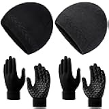 4 Pieces Winter Warm Beanie Hat Gloves Set Knitted Beanie Skull Cap Touchscreen Mitten Gloves for Men and Women