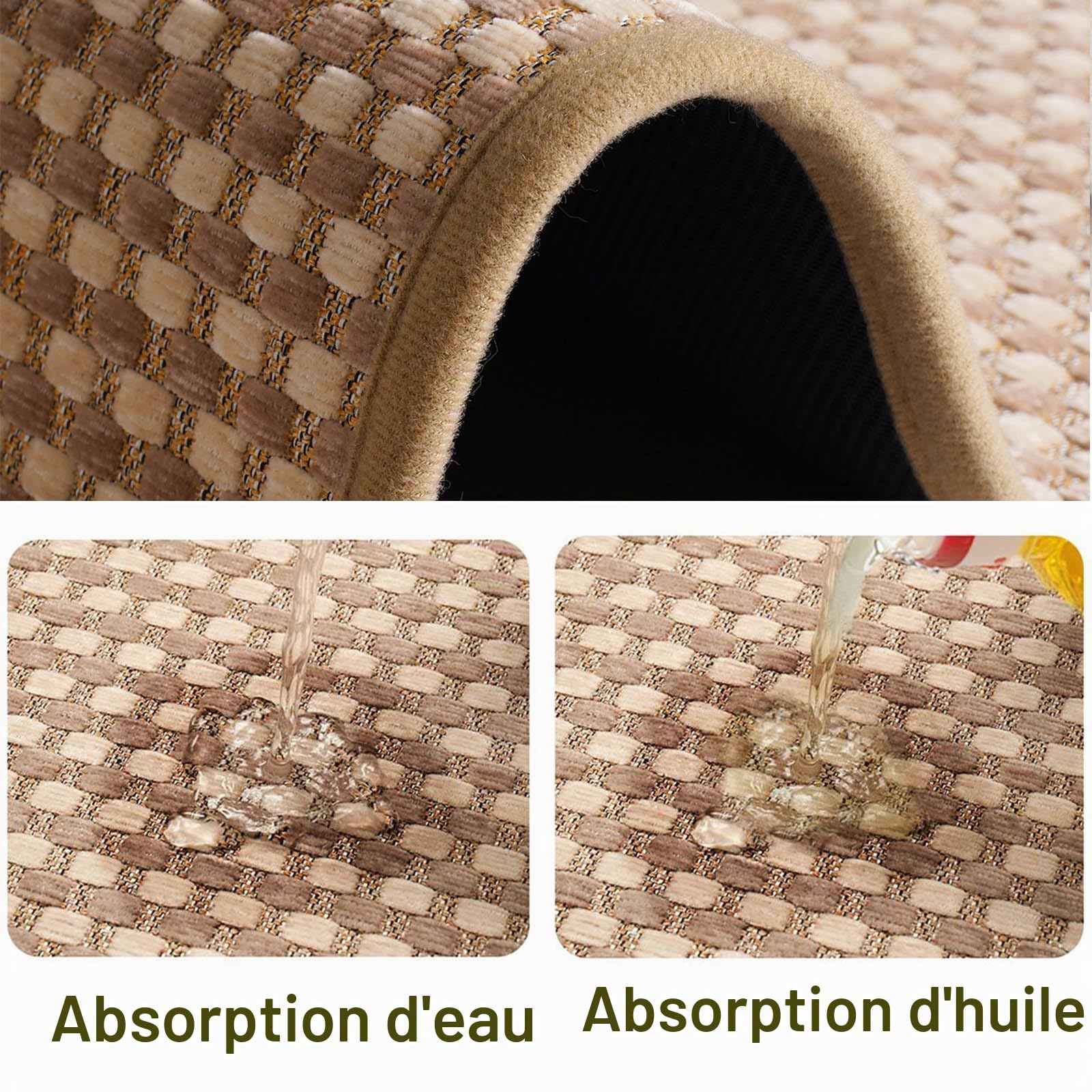 43x150cm Tapis Cuisine Devant Evier, Tapis de Cuisine Antidérapant et Lavable, Tapis de Couloir Long Absorbant pour Manger, Couloir, Buanderie, Chambre, Passage （Brun）