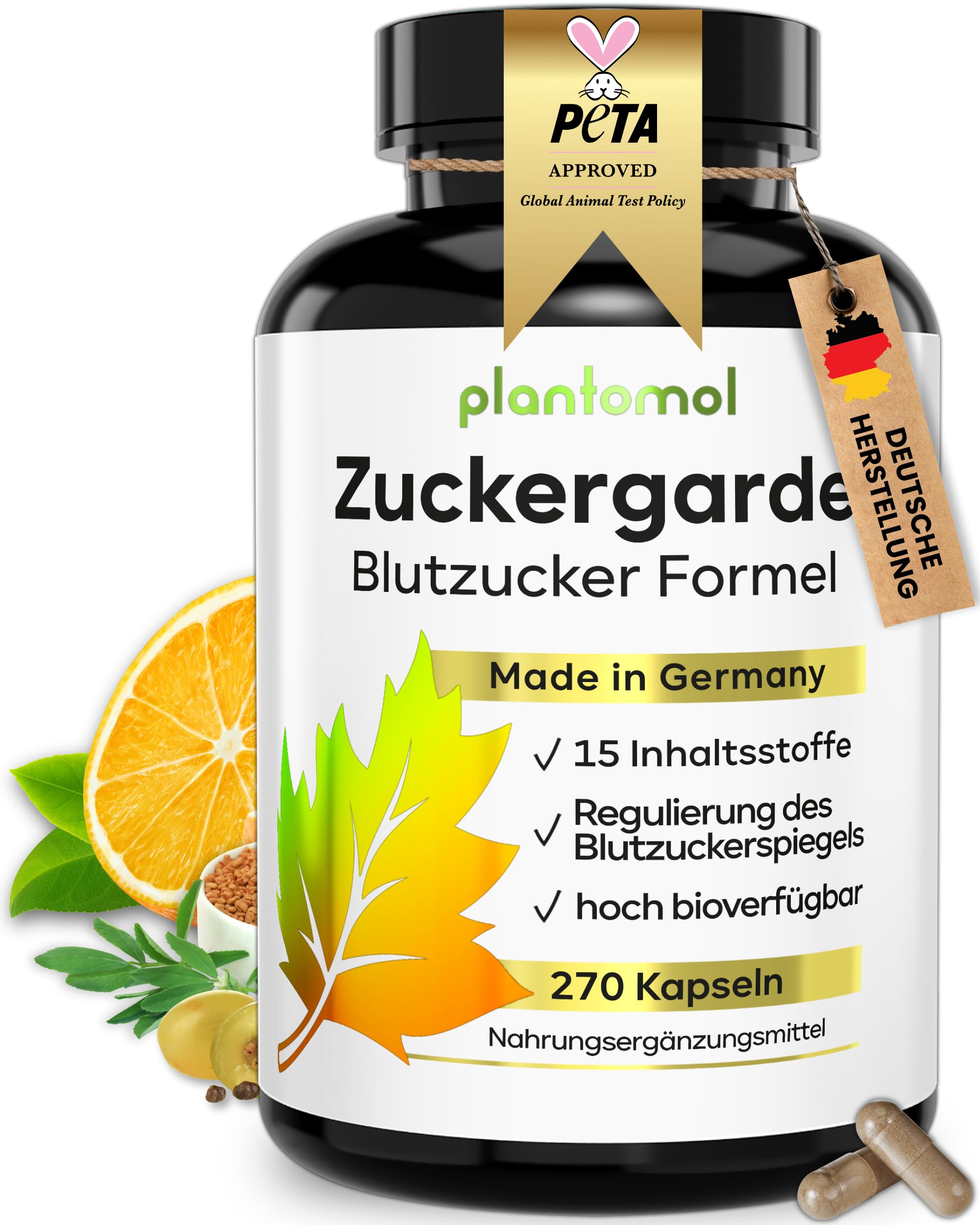 15-fach Blutzucker Komplex mit Kurkuma Olivenblatt OPC Bittermelone schwarzer Kreuzkümmel & Chrom - 3 Monatsvorrat Blutzucker Kapseln - Zuckergarde