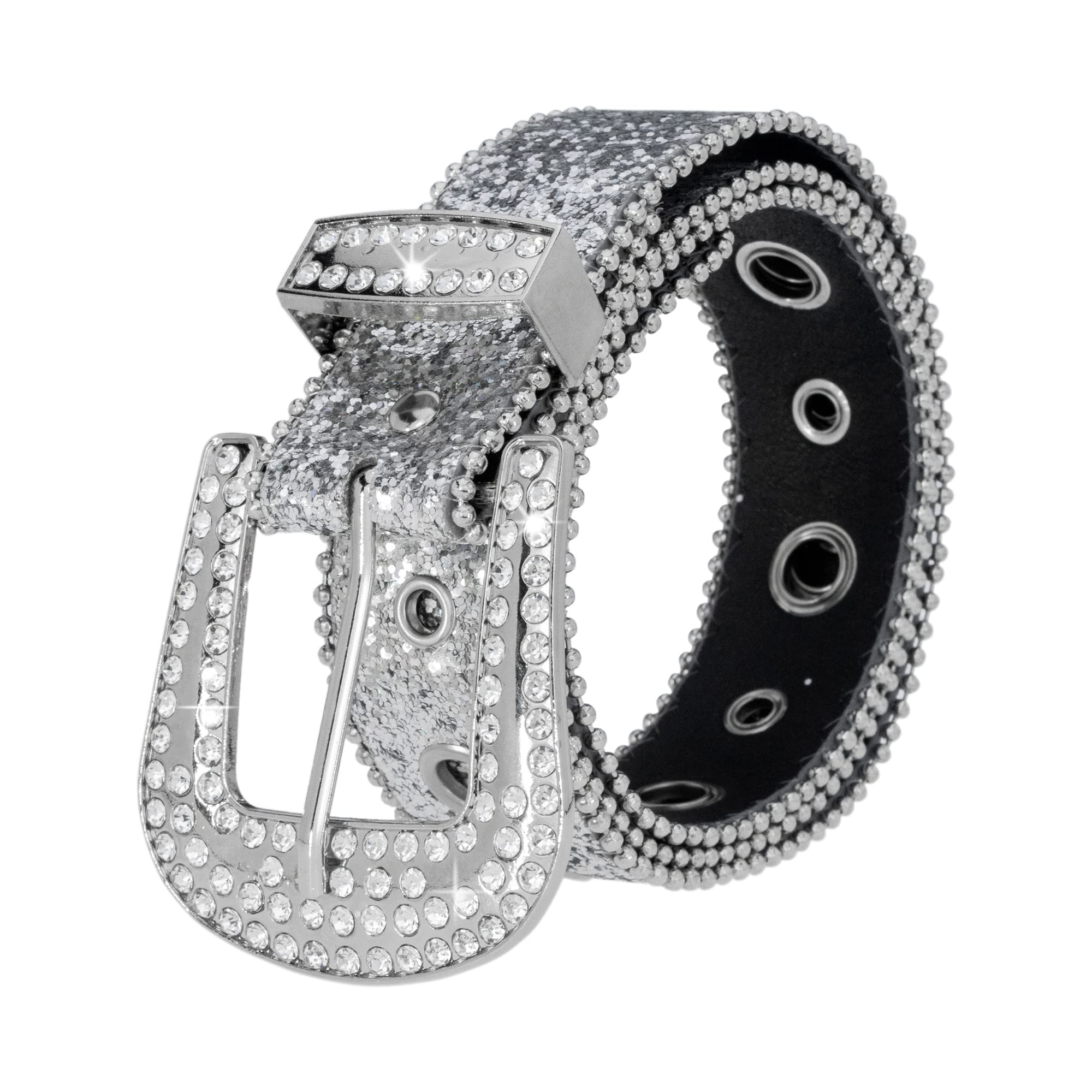 HilyBonyRhinestone Belt for Women Men Western Cowgirl Sequin Diamond Bling Belts for Jeans