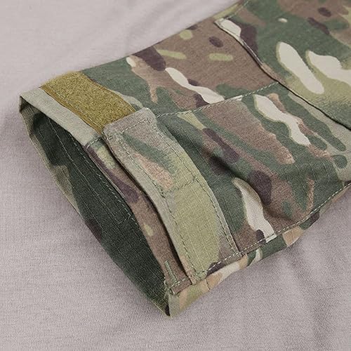 Miniatura 4 de TOMITANY Camisas militares tácticas para hombre, con cremallera de 14, manga larga, camuflaje, camisa de combate Airsoft con bolsillos
