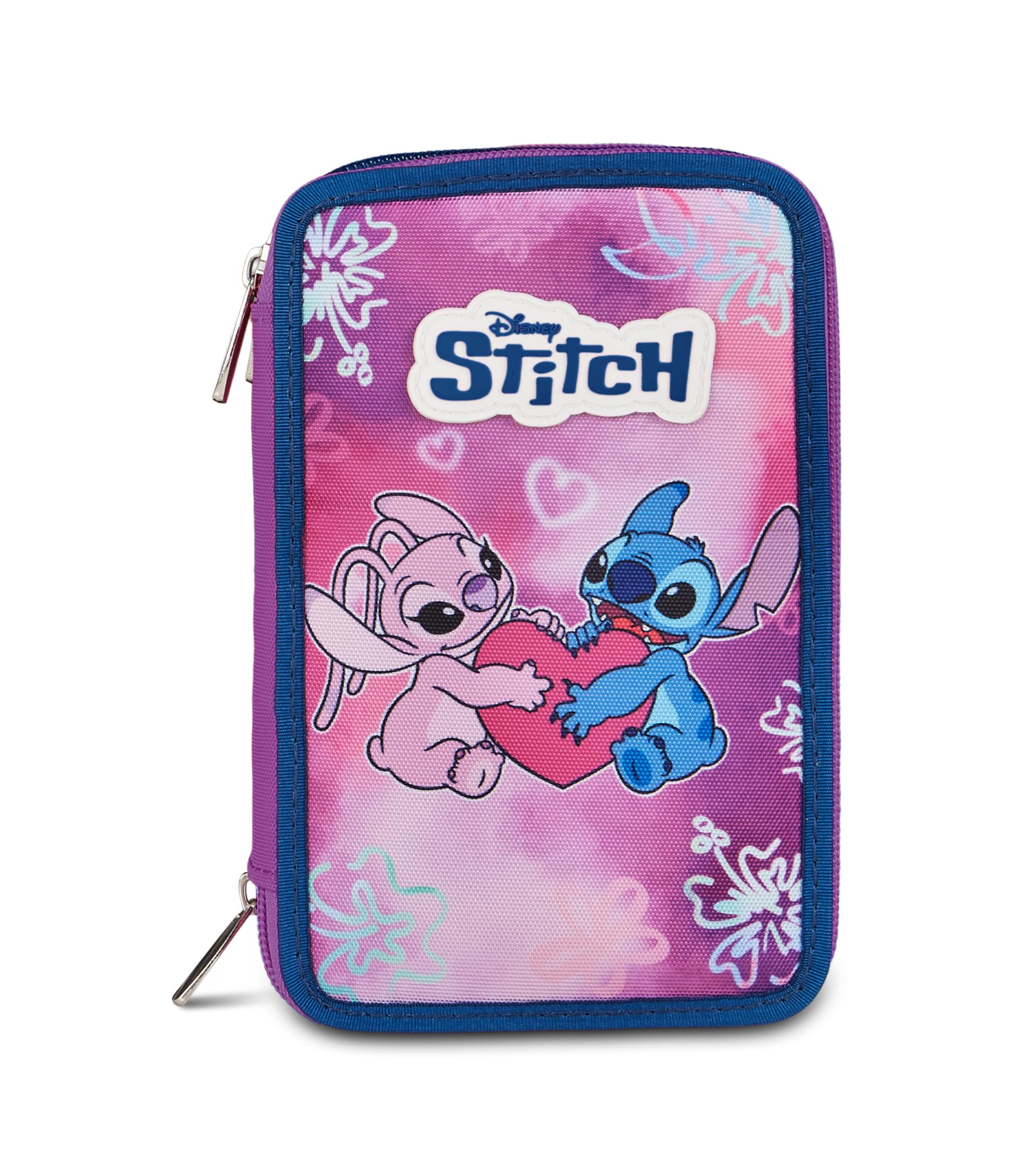 Seven Astuccio Lilo & Stitch 3 Zip, Triplo Scomparto, Completo di Matite, Pennarelli, Colori, Accessori Zaino, Elementari, Medie, Superiori, Blue Deep, Bambine e Ragazze, rosa