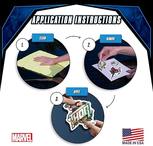 Miniatura 6 de Marvel Thor - Juego de 3 calcomanías de vinilo para exteriores, para automóvil, laptop, computadora, botella de agua, calcomanías de Marvel para