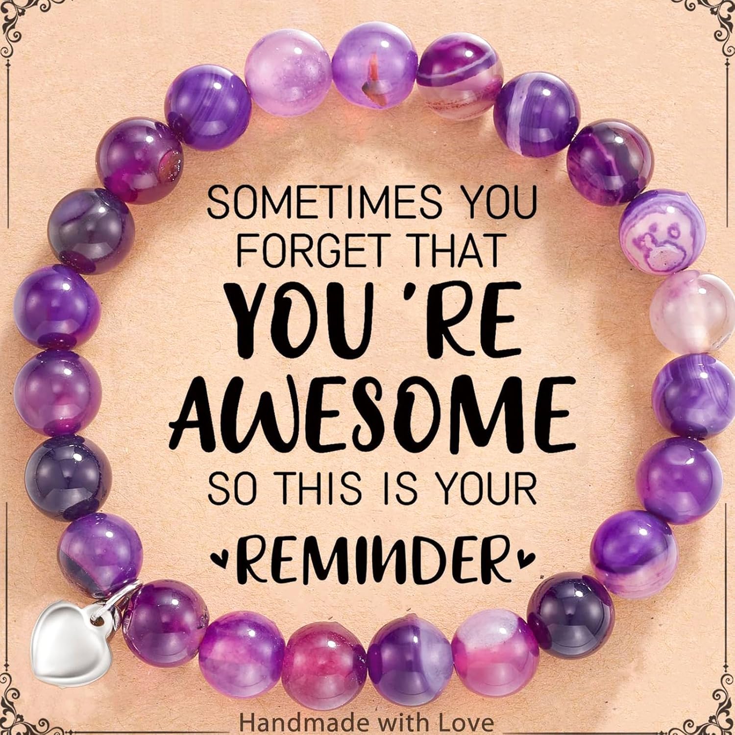 Sweet Heart Natural Stone Beaded Bracelet For Women, Birthday Christmas Valentines Graduation Gifts for Young Women - Image 5