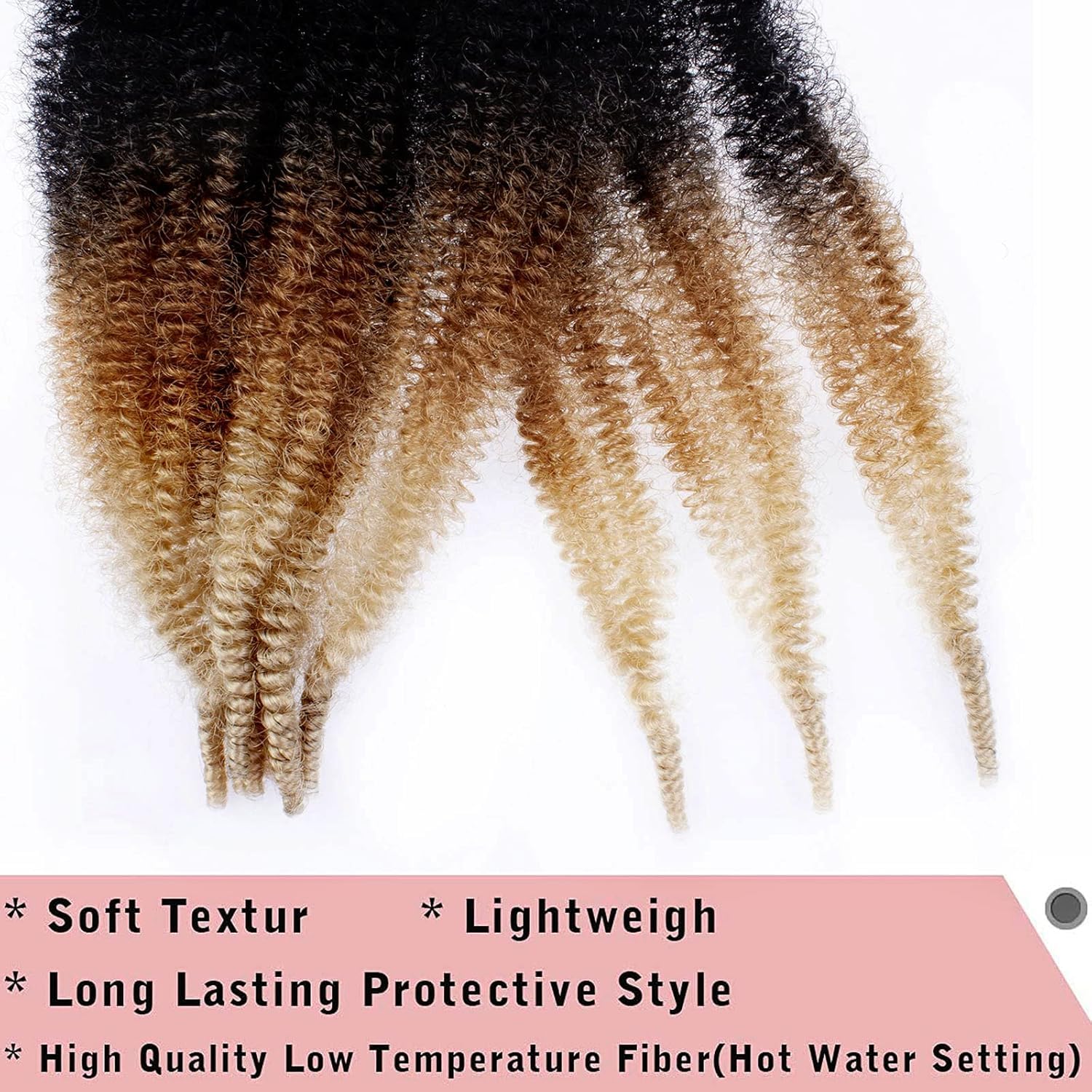 Xtrend 8 Packs Pre Separated Springy Afro Twist Hair 16 Inch Pre Fluffed Marley Twist Crochet Braiding Hair Synthetic Extensions (8 Strands/Pack,1B27613#) - Image 3
