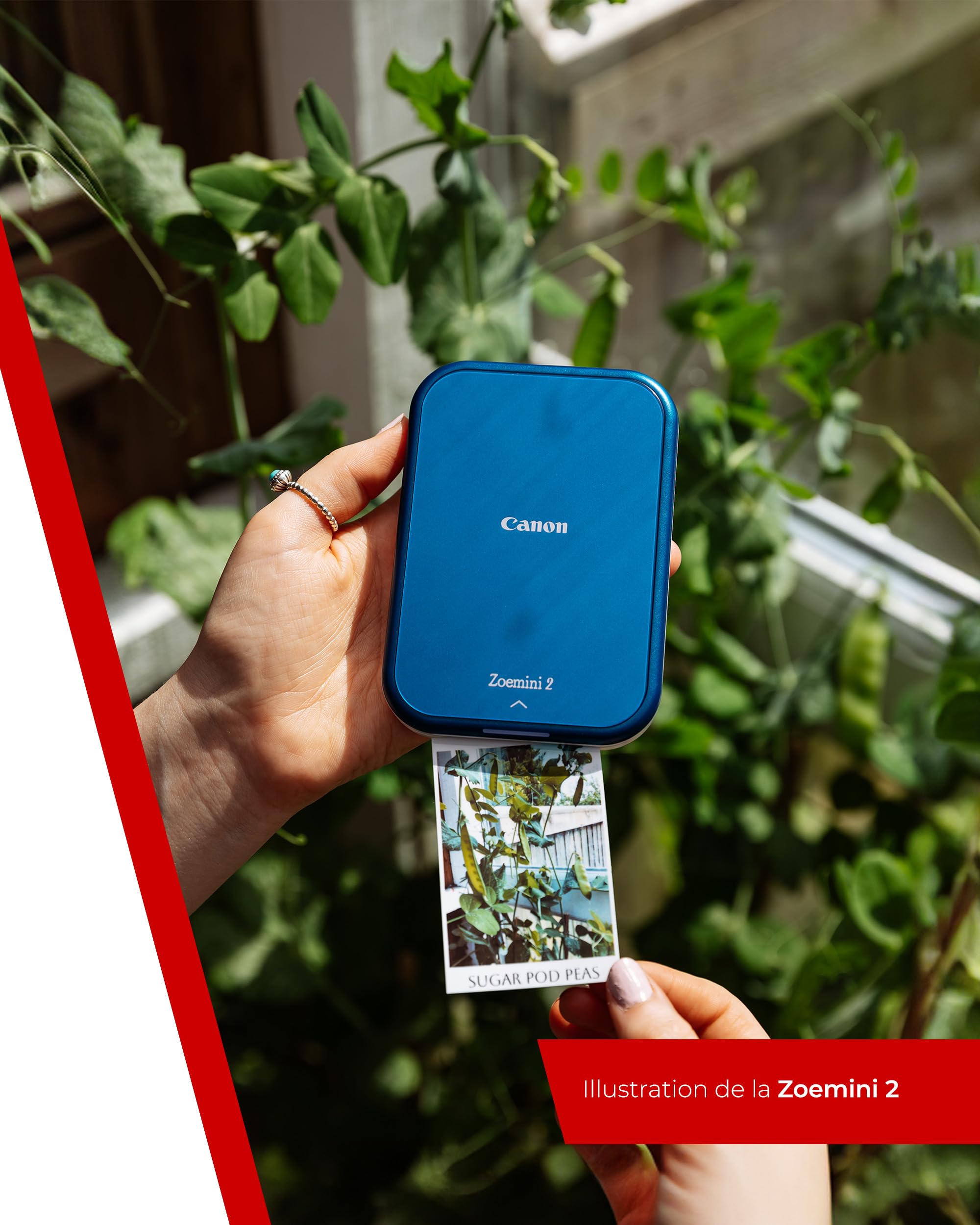 Canon Zoemini 2 Imprimante Photo Portable Bluetooth USB-C Rechargeable, Kit avec 20 Feuilles Autocollantes ZP-2030 + 10 Feuilles Circulaires 3,3 cm Zink, Bleu