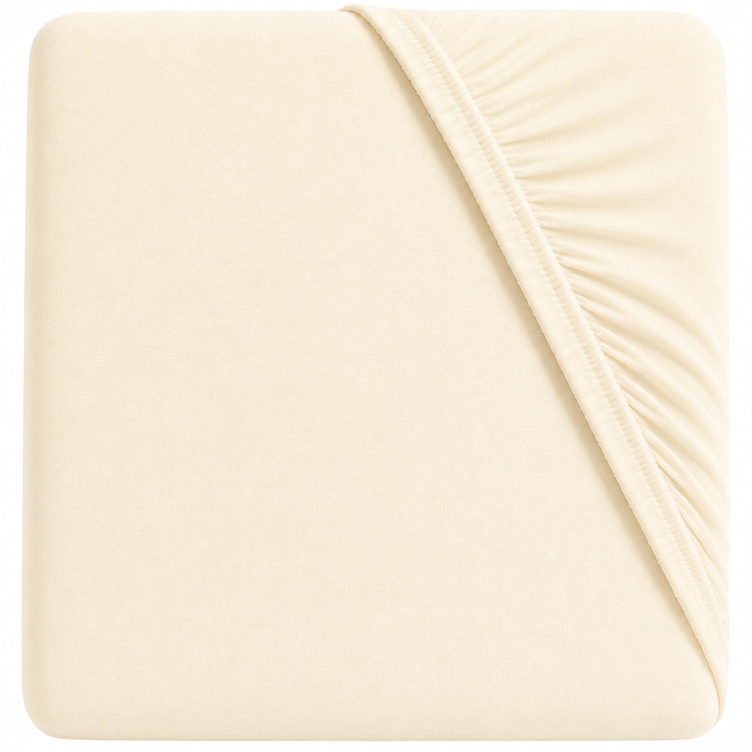 Dudu N Girlie Space Saver Cot Fitted Sheet 100x50cm – Cream, 100% Jersey Cotton Bedding for Mini & Compact Baby Beds