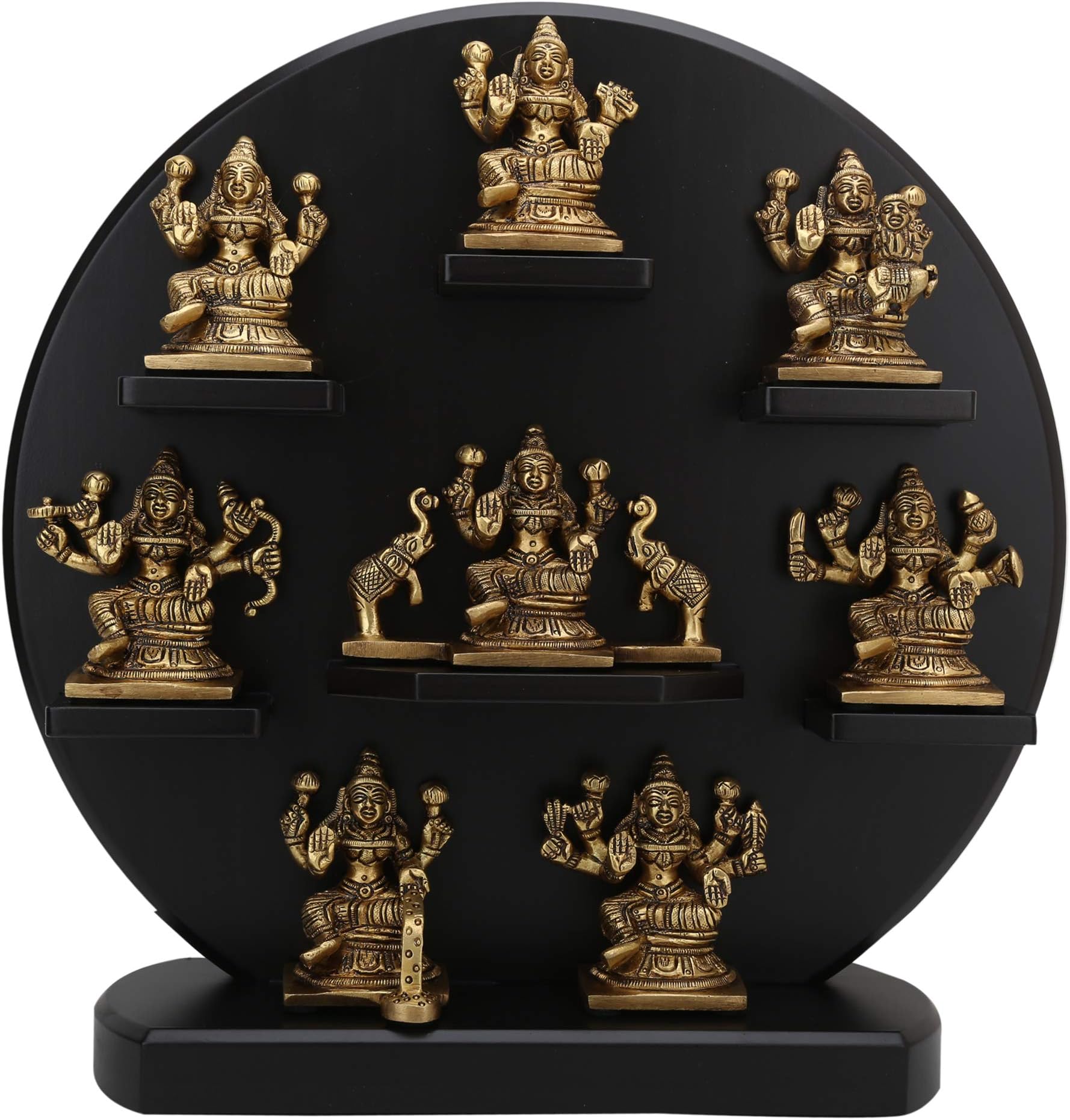 Ashta Lakshmi Brass Statues - 8 Forms of Lakshmi - Astlakhsmi Goddess of Wealth - Hindu Fortuna - Good Fortune, Fertility & Prosperity