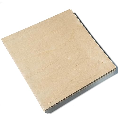 10 Boards of 12” x 12” 3mm 1/8 inch Grade B/BB Baltic Birch Plywood, Glowforge Ready, Unfinished | Boxes of 10, 20, 50 and 100 | Laser Engraving, CNC, Scroll Saw, by Craft Closet