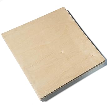 10 Boards of 12 x 12 3mm 1/4 inch Grade B/BB Baltic Birch Plywood, Glowforge Ready, Unfinished | Boxes of 10, 20, 50 and 100 | Laser Engraving, CNC, Scroll Saw, by Craft Closet