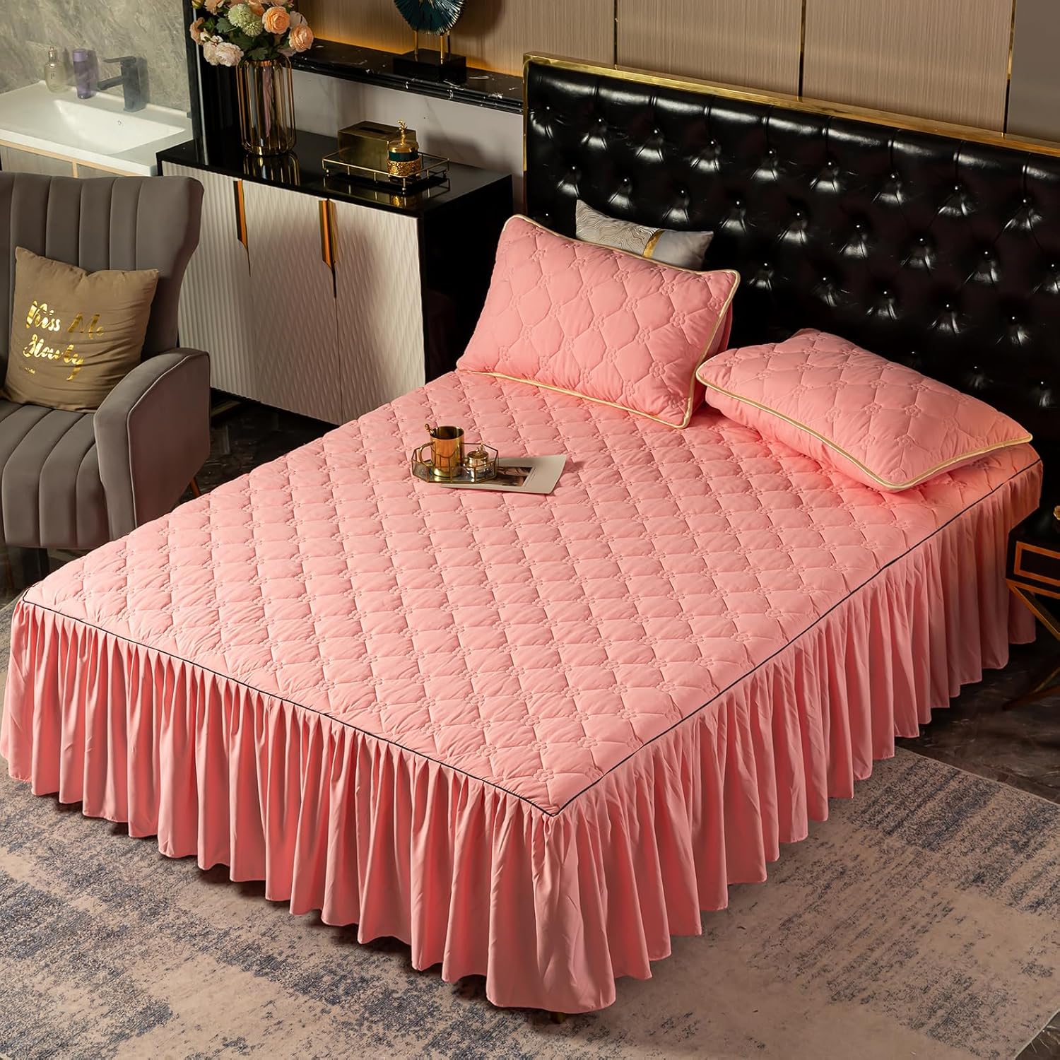 Bed Skirt Cotton Queen King Cal King Size Bed Skirts Fitted Sheet Ruffle Cotton Clip