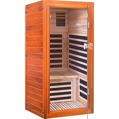Far Infrared Sauna Dry Saunas 1065W Indoor Home Sauna Low EMF 110V with Control Panel 7 Color Light 31.5"x31.5"x63"