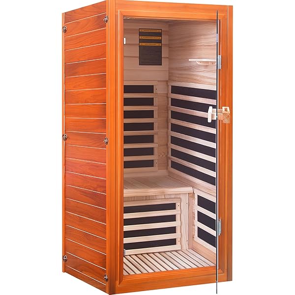 Far Infrared Sauna Dry Saunas 1065W Indoor Home Sauna Low EMF 110V with Control Panel 7 Color Light 31.5"x31.5"x63"