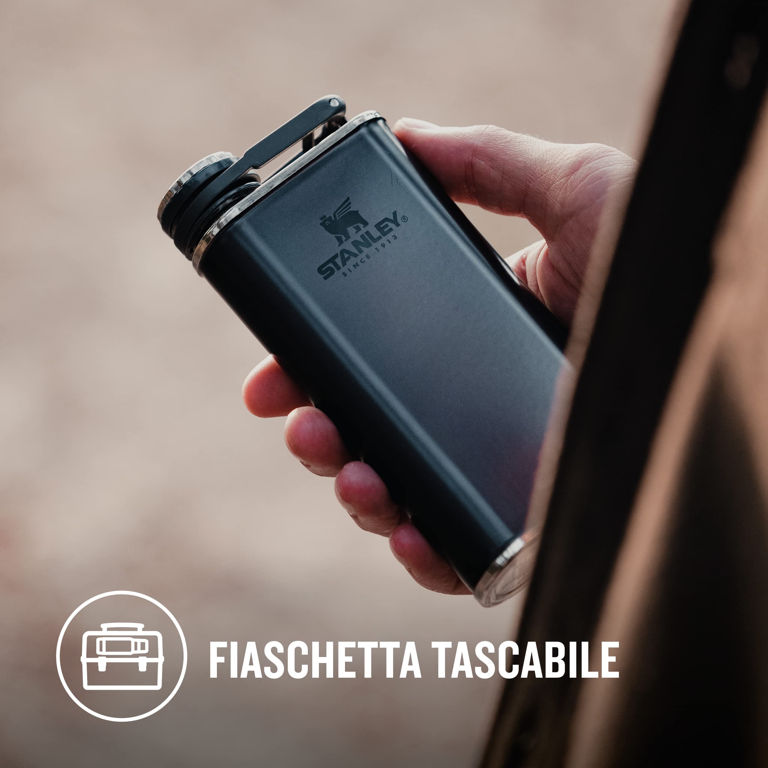 Fiaschetta STANLEY Easy-Fill 226g Bocca Larga - Blu, Tascabile Con Tappo A Cerniera
