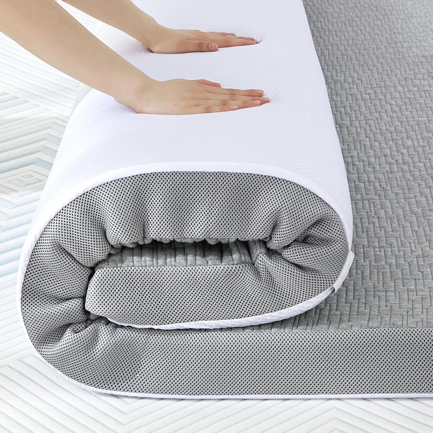 SINWEEK 3 Inch Mattress Topper King Size, Soft Memory Foam for Back Pain Relief, Breathable Bed Topper with Grey Cover, CertiPUR-US Certified