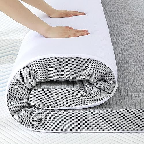 SINWEEK Cubrecolchón de 2 pulgadas, tamaño individual, espuma viscoelástica suave para aliviar el dolor de espalda, cubrecolchón de cama