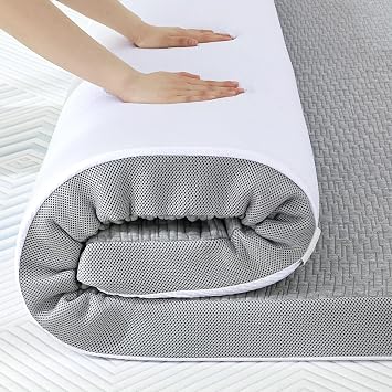 SINWEEK 2 Inch Mattress Topper Twin Size, Soft Memory Foam for Back Pain Relief, Breathable Bed Topper with Grey Cover, CertiPUR-US Certified