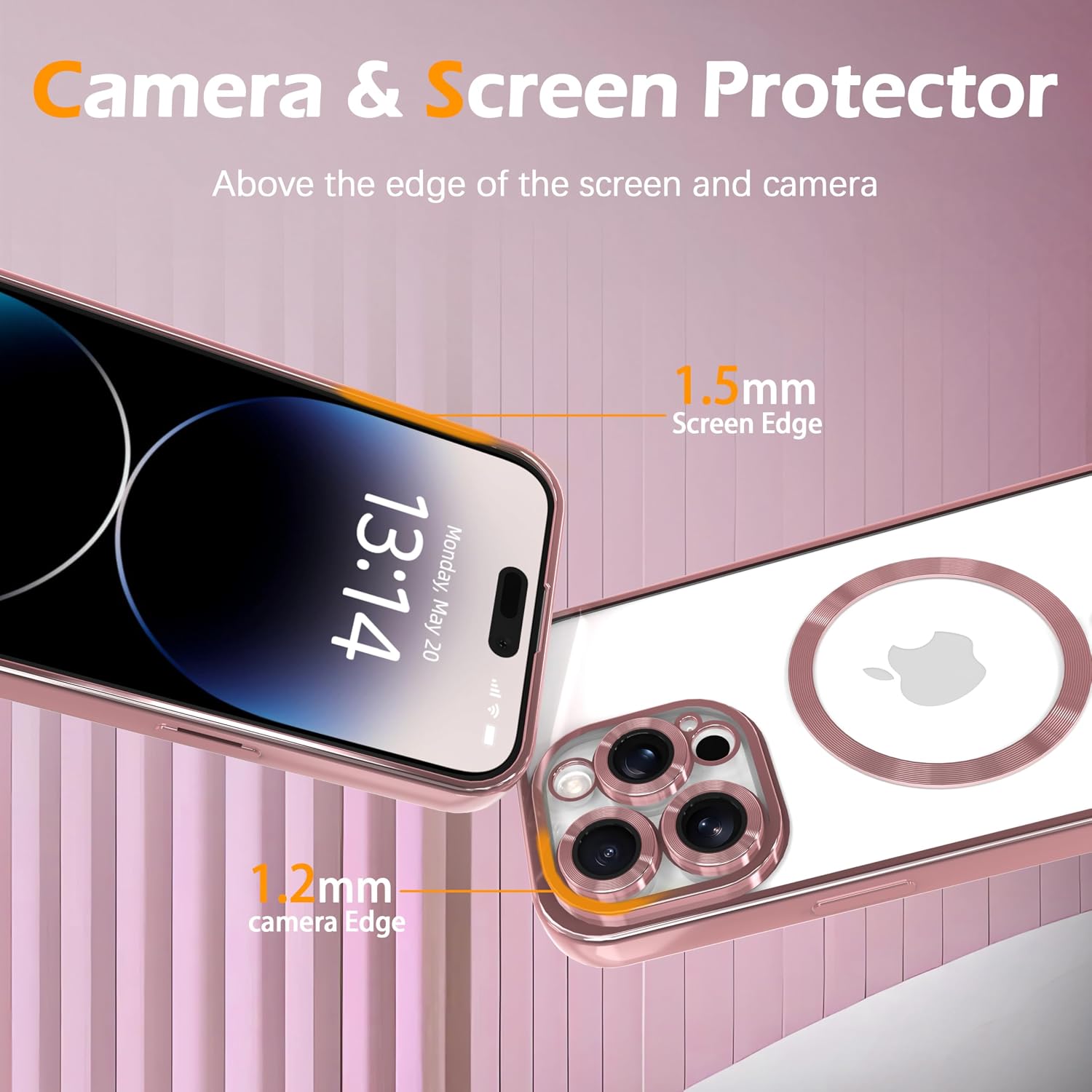 Magnetic Clear Case for iPhone 16 Pro with Full Camera Cover | Compatible with MagSafe | Anti-Yellowing TPU & Shiny Frame, Shockproof Slim Fit - Pink image 3
