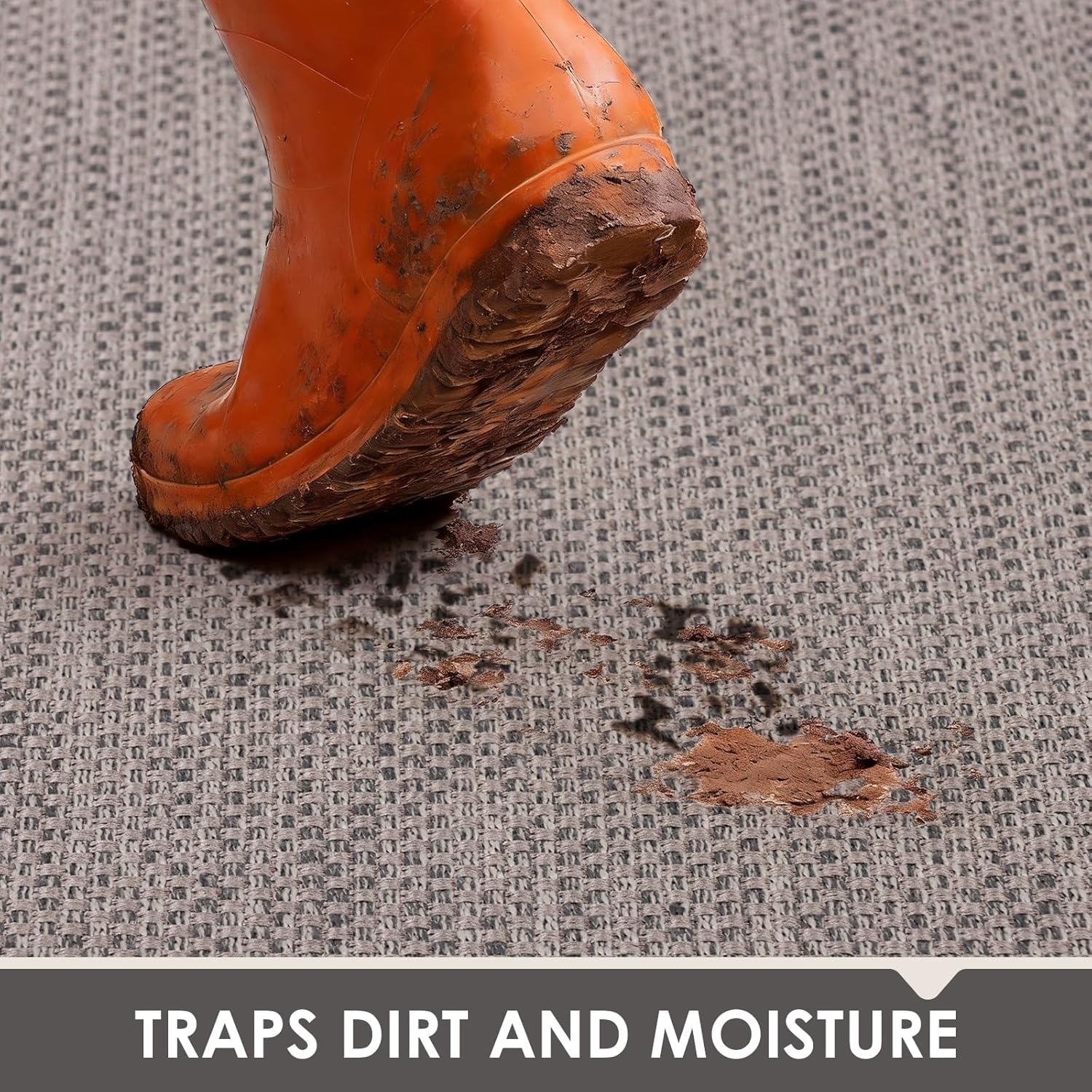 Door Mat 36" x 24", Half Circle Non Slip Washable Entry Rug, Low Profile Absorbent Doormat for Front Door, Back Door, Entryway, Kitchen – Soft Semicircle Indoor Floor Mat, Light Grey
