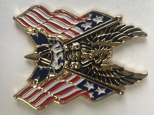 Miniatura 2 de 2.15" X 1.65" inch Eagle USA Flag Metal Gold Red White Blue Mini Medallion Harley Sportster Sissy Bar Backrest Davidson Bobber Chopper Emblem Logo