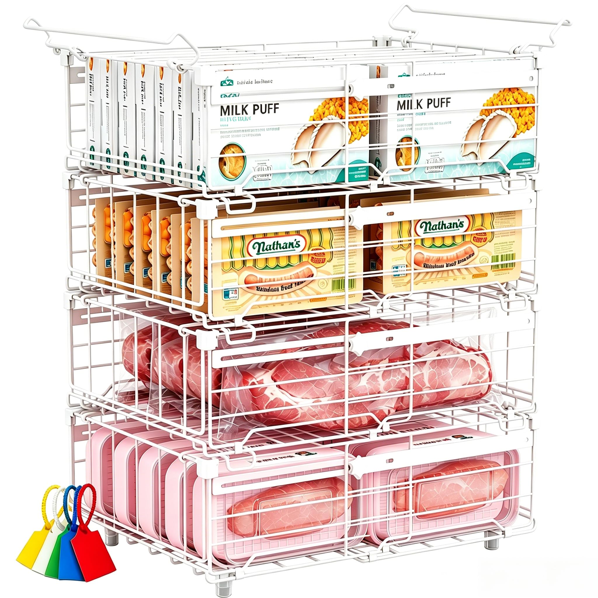 Photo 1 of Neaclynn Stackable Chest Freezer Organizer Bins - White (4 PCS)
