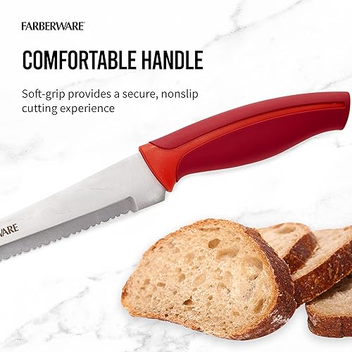 Vista 60 de Farberware Precise Slice Santoku Parer Cuchillo 3.5 pulgadas, rojo