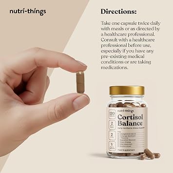 Cortisol Balance Supplement | Cortisol Reducing Supplements with Ashwagandha, Rhodiola, Reishi, Ginseng & Magnesium | Stress Relief, Adrenal Support, Calm Focus | 120 Vegan Capsules