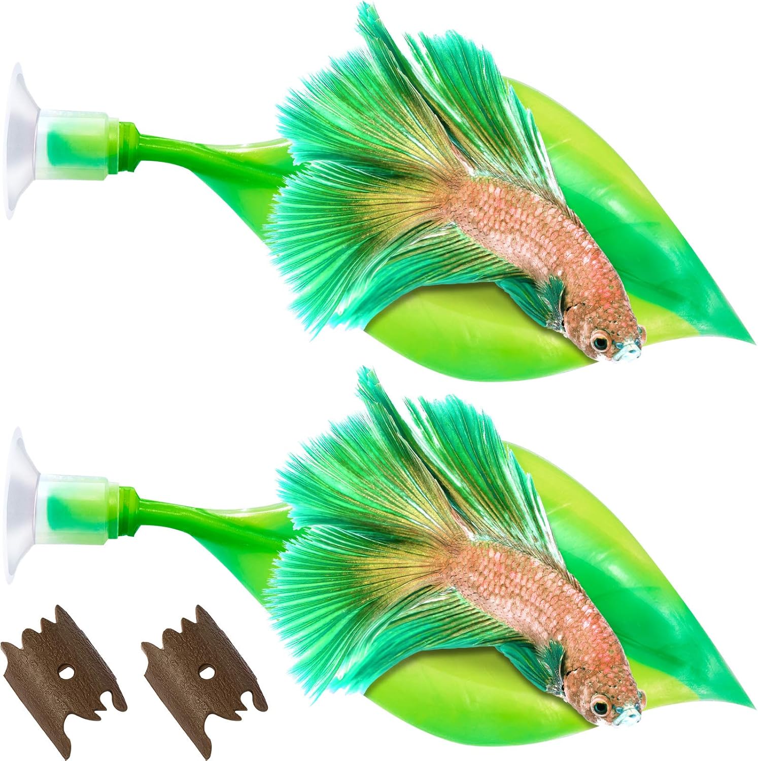 WILLBOND 2 Pieces Silicone Betta Bed Leaf Hammock for